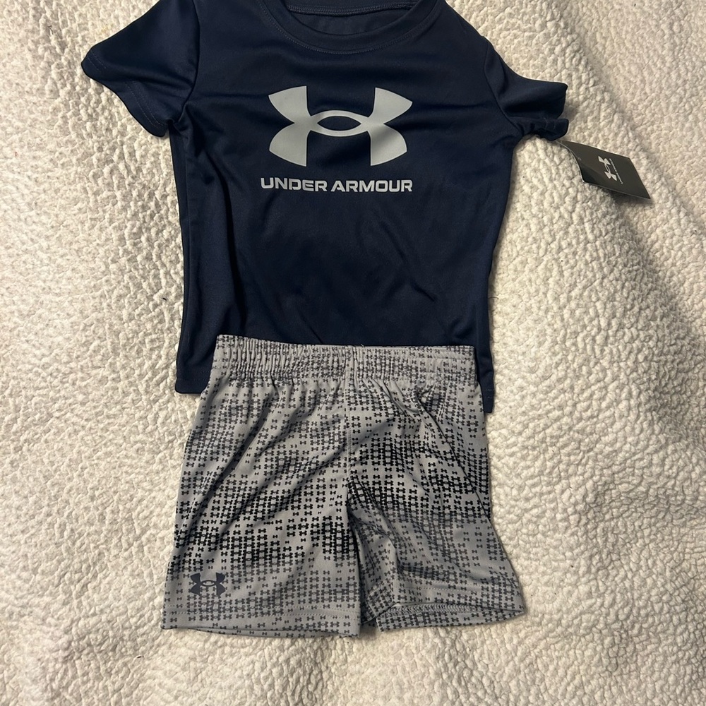 NWT - Under Armour Dark Blue and Light Gray Kids Set | 2T